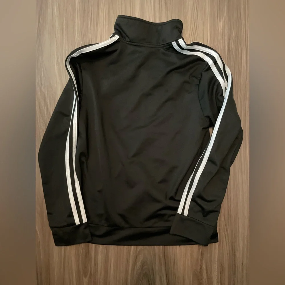 Adidas Black Track Jacket with White Stripes size M 10/12